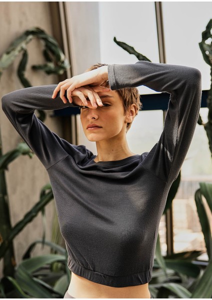 Kadın Viscose Kaşkorse Uzun Kollu T-Shirt