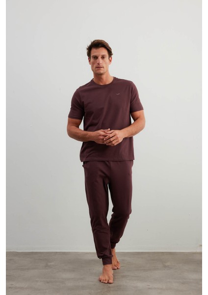 Erkek Pamuklu Kısa Kollu Uzun Pijama Takımı