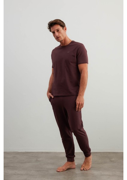 Erkek Pamuklu Kısa Kollu Uzun Pijama Takımı