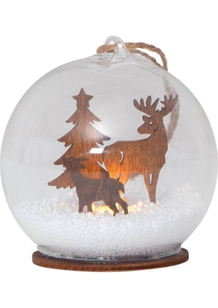 270-89 "fauna" Ledli Kar Küresi Kahverengi 8cm Çapında