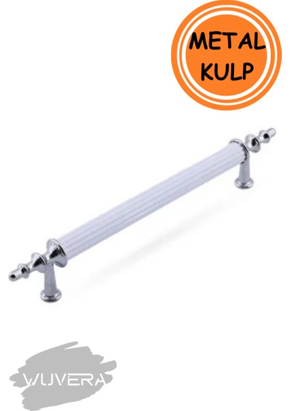 Gündüz Kulp Mobilya Mutfak Dolabı Çekmece Dolap Kulpları Kapak Kulpu Kulbu Beyaz Krom 96 mm