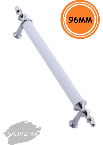 Gündüz Kulp Mobilya Mutfak Dolabı Çekmece Dolap Kulpları Kapak Kulpu Kulbu Beyaz Krom 96 mm