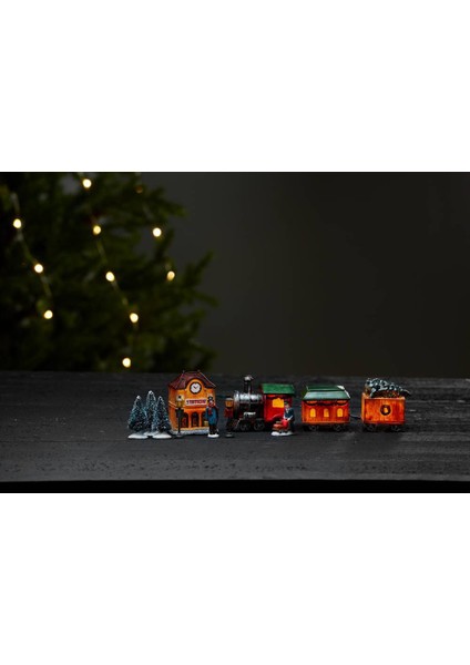 411256 "Kıdsvılle" Ledli Renkli Tren Dekoratif Aydınlatma 8cm Yüksekliğinde 90cm Uzunluğunda fiyatları