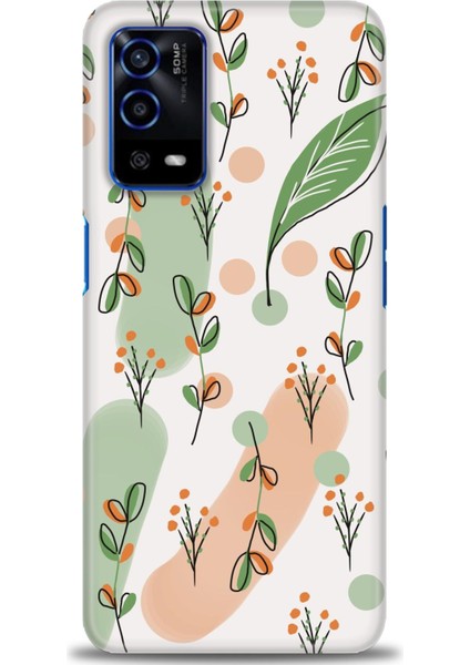 Oppo A55 Kılıf Hd Baskılı - Flower Pattern + 9h Nano Ekran Koruyucu