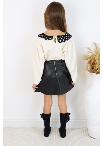 (2-6 Yaş) Yaka Cep Detay Kız Çocuk 2 li takım - Siyah fiyatları