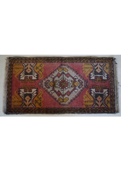 54x102 Cm Küçük Boy Yumuşak Renkli El Dokuma Anadolu Yün Kilim