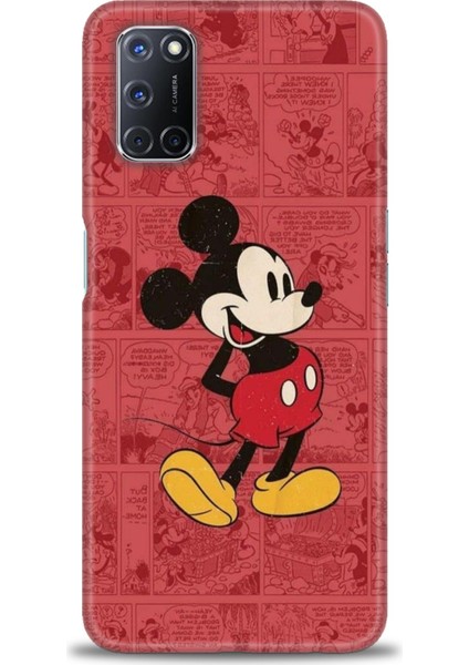 Oppo A52 Kılıf Hd Baskılı - Kırmızı Mickey + 9h Nano Ekran Koruyucu