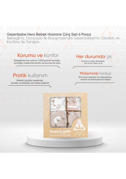 Hero Bebek Hastane Çıkış Seti 6 Parça Teddy (Organik) fiyatları