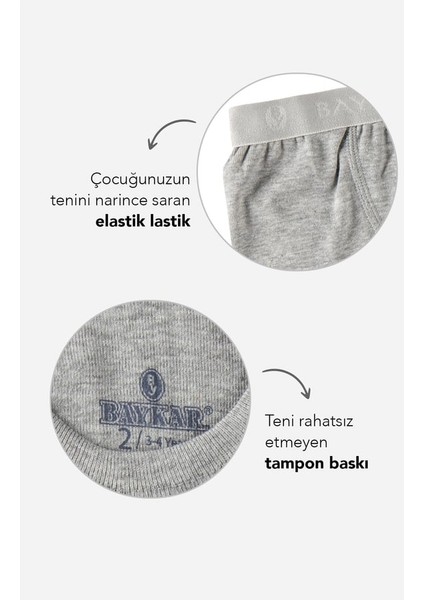 Erkek Çocuk Pamuklu Düz Boxer 3'lü Set 3310 Gri Melanj fiyatları