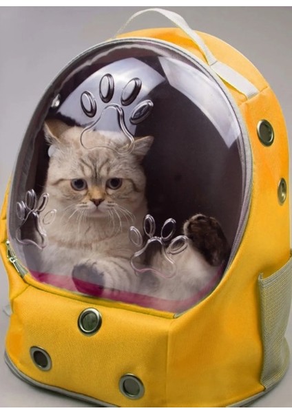 AlaPet Ufo Astronot Kedi Taşıma Çantası - 7 Hava Kanallı Pati Desenli 47X40X35CM (15KG)