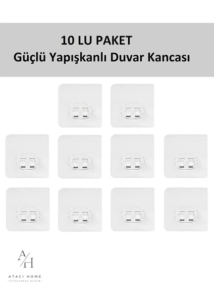 10 Lu Güçlü Kendinden Yapışkanlı Kancalar Köşe Rafı Banyo Rafı Duş Rafı Kancası, Su Geçirmez Askı