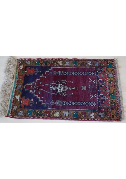 71x116 Cm Canlı Lacivert Renkli El Dokuma Yün Anadolu Kilimi Yıkanabilir Kilim