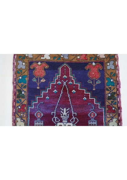 71x116 Cm Canlı Lacivert Renkli El Dokuma Yün Anadolu Kilimi Yıkanabilir Kilim