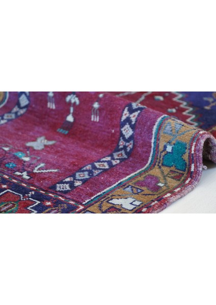 71x116 Cm Canlı Lacivert Renkli El Dokuma Yün Anadolu Kilimi Yıkanabilir Kilim