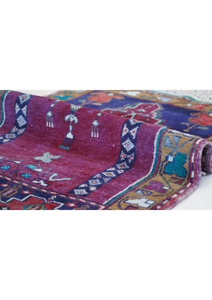 71x116 Cm Canlı Lacivert Renkli El Dokuma Yün Anadolu Kilimi Yıkanabilir Kilim