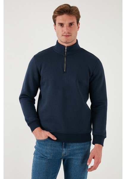 Pamuklu Regular Fit Yarım Fermuarlı Dik Yaka Sweat Erkek Sweat 59052592 modelleri