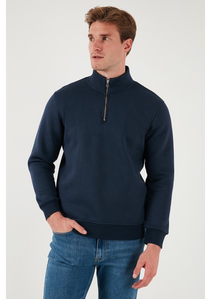 Pamuklu Regular Fit Yarım Fermuarlı Dik Yaka Sweat Erkek Sweat 59052592 indirimleri