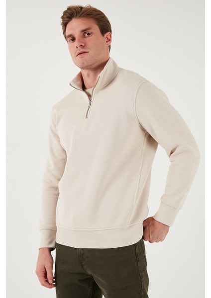 Pamuklu Regular Fit Yarım Fermuarlı Dik Yaka Sweat Erkek Sweat 59052592 modelleri