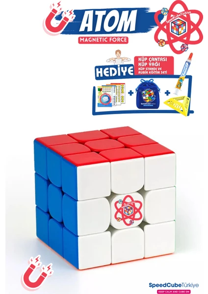 Galery Wood 3x3 Atom Mıknatıslı Manyetik Profesyonel Rubik Zeka Küpü Speedcube  Eğitici Oyuncak Hız Küpü