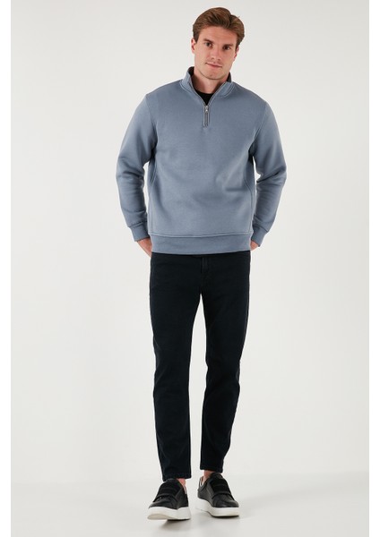 Pamuklu Regular Fit Yarım Fermuarlı Dik Yaka Sweat Erkek Sweat 59052592 indirimleri