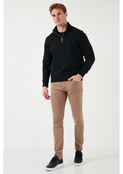 Pamuklu Regular Fit Yarım Fermuarlı Dik Yaka Sweat Erkek Sweat 59052592