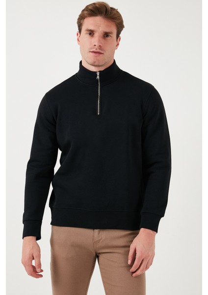 Pamuklu Regular Fit Yarım Fermuarlı Dik Yaka Sweat Erkek Sweat 59052592