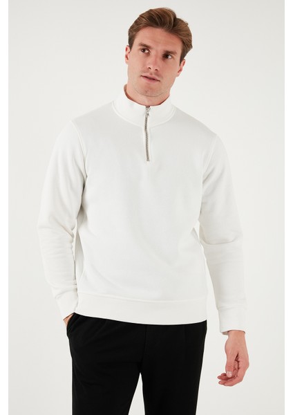Pamuklu Regular Fit Yarım Fermuarlı Dik Yaka Sweat Erkek Sweat 59052592