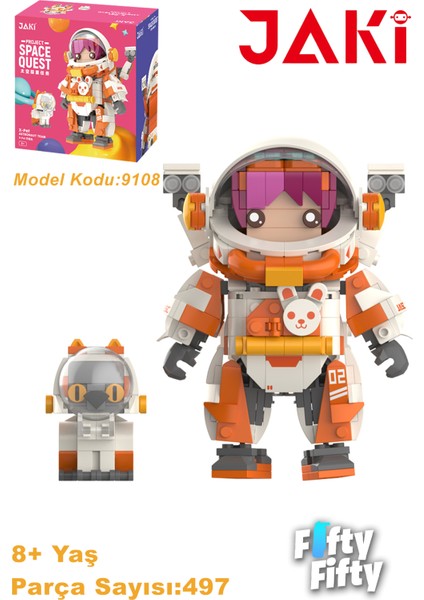 Jaki Space Quest Serisi Turuncu ASTRONOT-JK9108(497 Parça) Oyuncak Yapım Seti