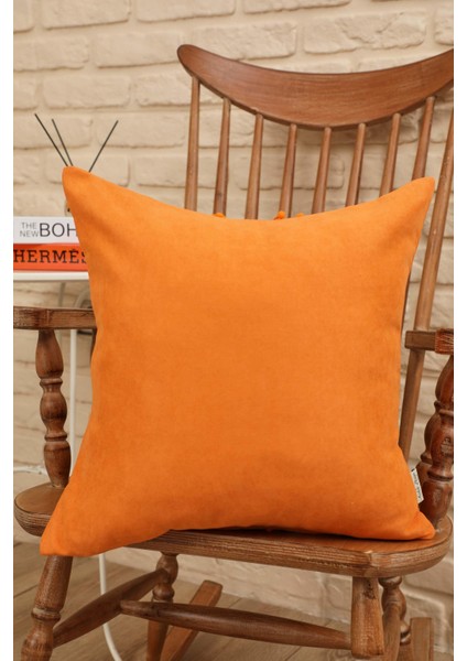 Çiçek Motifli ve Ponpon Detaylı Dekoratif Kırlent KILIFI,K-398