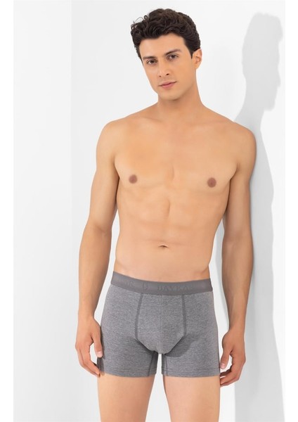 Erkek Compact Düz Boxer 3'lü Set 1110 Gri Melanj