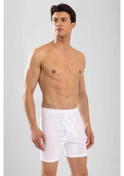 Erkek Paçalı Boxer 3'lü Set 1103 Beyaz