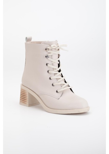 Kadın Topuklu Bot Bej Bağlı Suni Deri fırsatları