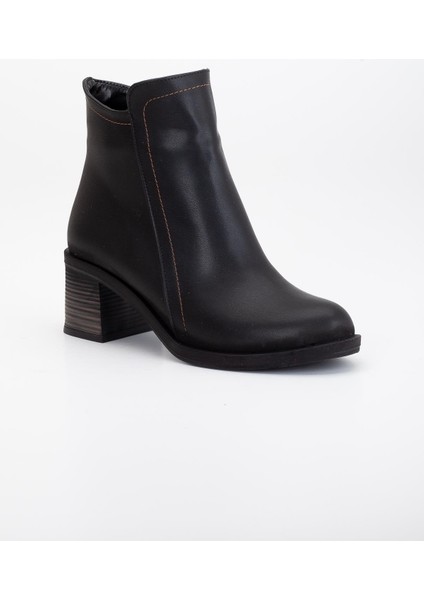 Kadın Topuklu Bot Siyah Yüzüdüz Oval Burun Yan Parçalı fırsatları