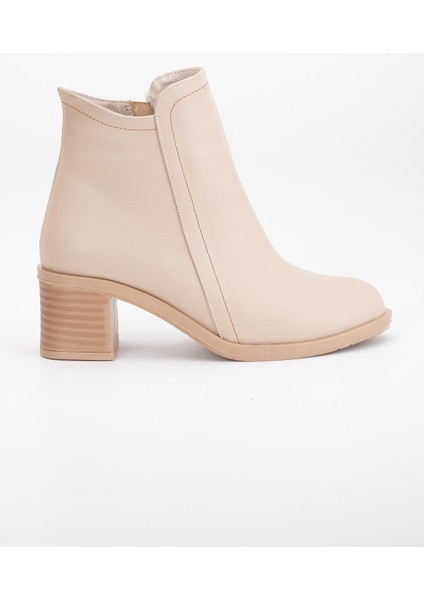 Kadın Topuklu Bot Nude Yüzüdüz Oval Burun Yan Parçalı modelleri