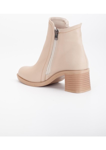 Kadın Topuklu Bot Nude Yüzüdüz Oval Burun Yan Parçalı indirimleri