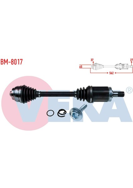 Komple Aks Sol Ön Bmw 5 Serisi (F10) 525 D X-Drıve A-T Uzunluk 562 mm 2010-