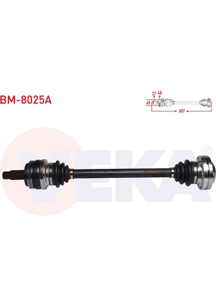 Komple Aks Sol Arka Bmw 3 Serisi (E90) 320 D Abslı 48 Dıs Uzunluk 607 mm 2005-2011