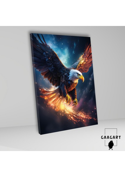 Tekli Dikey Kanvas Duvar Tablosu Ateşli Siyah Beyaz Kartal fiyatları