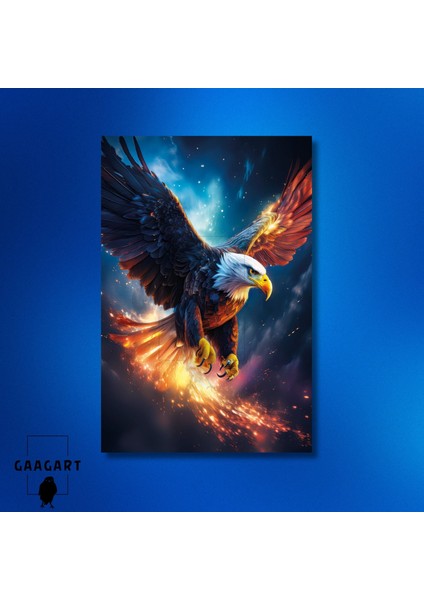Tekli Dikey Kanvas Duvar Tablosu Ateşli Siyah Beyaz Kartal modelleri
