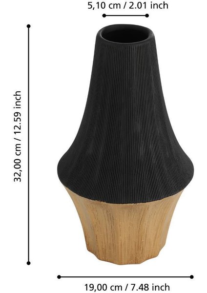 421007 "sual" 32CM Yüksekliğinde 19CM Çapında Siyah-Pirinç Seramik Vazo fırsatları