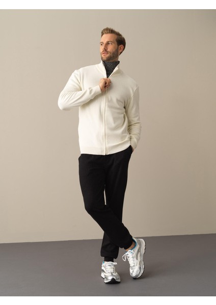 Erkek Ekru Dokulu Pamuk Dokulu Regular Fit Hırka fiyatları