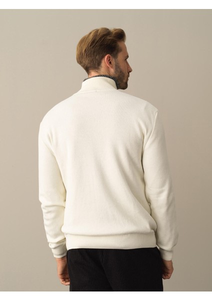 Erkek Ekru Dokulu Pamuk Dokulu Regular Fit Hırka modelleri