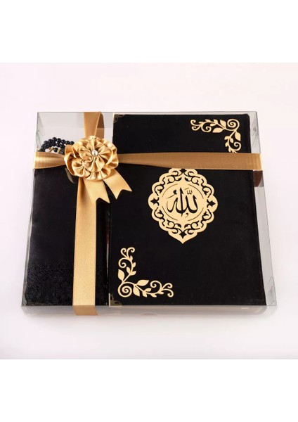 Şal + Tesbih + Kuran Hediye Seti (Hafız Boy, Kadife, Şems Lafzatullah, Siyah) fiyatları