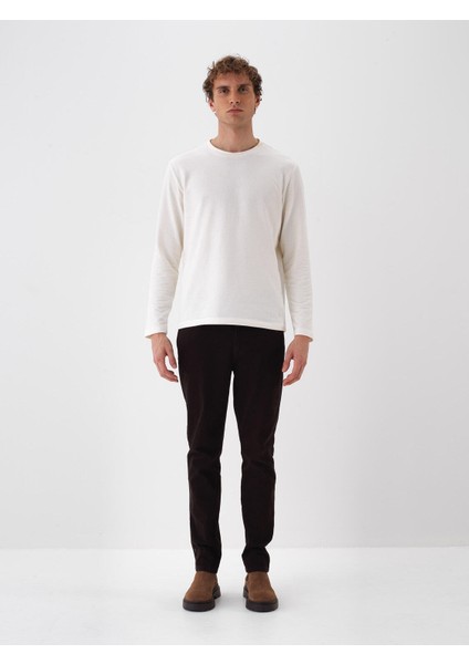 Erkek Kahverengi Pamuk Dokulu Slim Fit Pantolon fiyatları