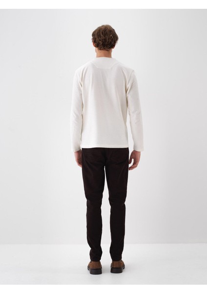 Erkek Kahverengi Pamuk Dokulu Slim Fit Pantolon fırsatları