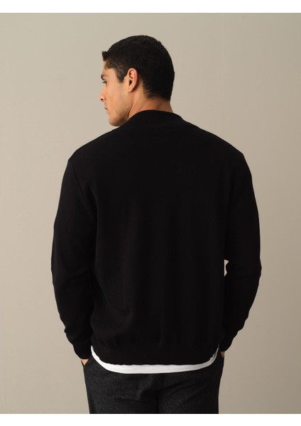 Erkek Siyah Pamuk Dokulu Regular Fit Hırka modelleri