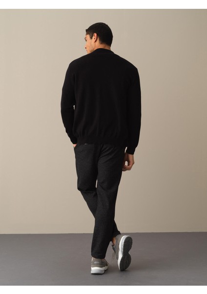 Erkek Siyah Pamuk Dokulu Regular Fit Hırka fırsatları