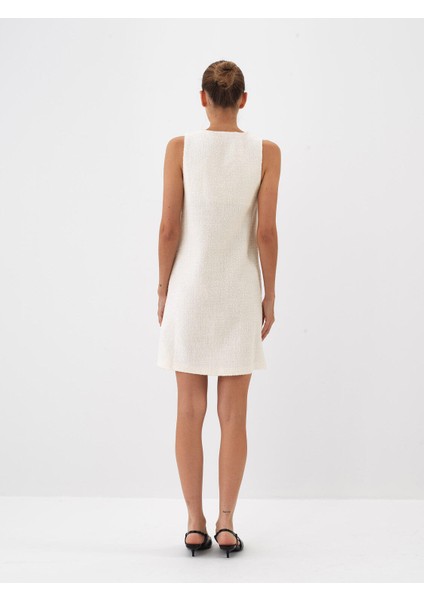Kadın Ekru Doğal Yün Dokulu Regular Fit Elbise fırsatları