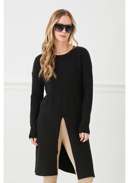 Nonamee Yırtmaçlı Siyah Modern Tunik