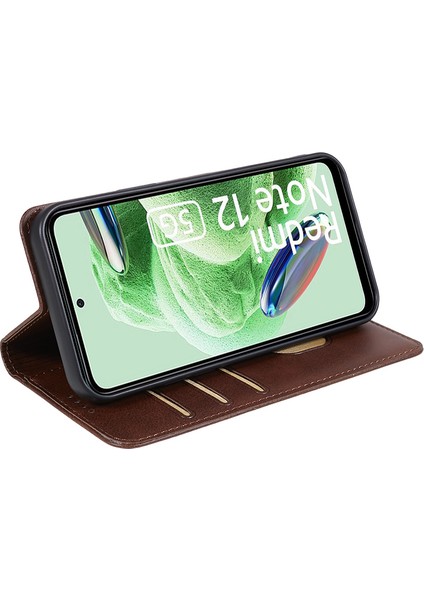 Xiaomi Redmi 12 4g Cüzdan Kılıf Buzağı Doku Pu Deri Stand Flip Manyetik Kapatma Telefon Kapağı (Yurt Dışından)